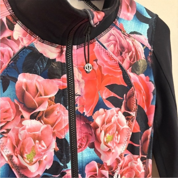 Lululemon Athletica Asana Secret Garden Pink & Blue Floral Zip-Up Jacket - Picture 5 of 16